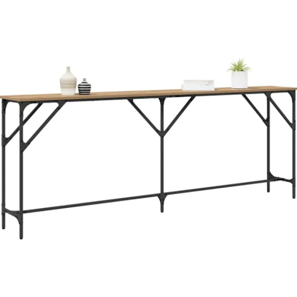 vidaXL Småbord>Konsolbord artisan ek 200 x 29 x 75 cm