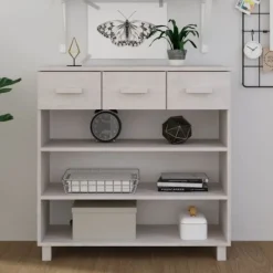vidaXL Byråer>Konsolbord HAMAR vit 90x35x90 cm massiv furu