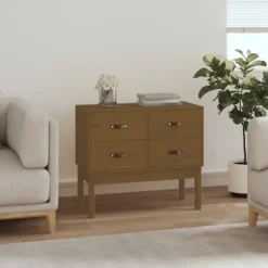 vidaXL Byråer>Konsolbord honungsbrun 90x40x78 cm massiv furu