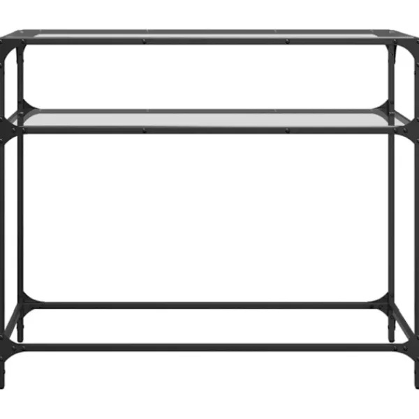 vidaXL Småbord>Konsolbord med transparent glasskiva 98x35x81 cm stål