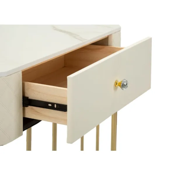 B2X Sminkbord>Konsolbord, quiltat konstläder, guldfärgade ben, 100x40x75 cm