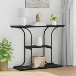 vidaXL Småbord>Konsolbord Svart Ek 101 x 35 x 80,5 cm Konstruerat trä