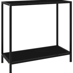 vidaXL Småbord>Konsolbord svart 80x35x75 cm härdat glas
