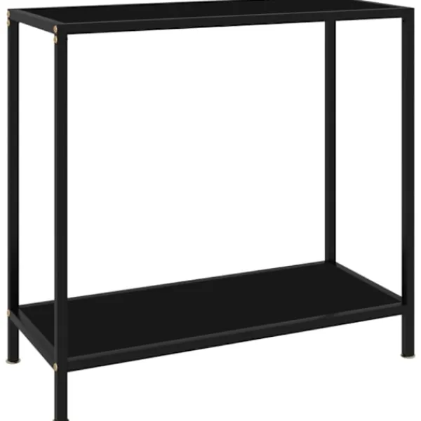 vidaXL Småbord>Konsolbord svart 80x35x75 cm härdat glas