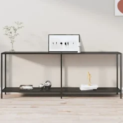 vidaXL Småbord>Konsolbord svart 200x35x75,5 cm härdat glas