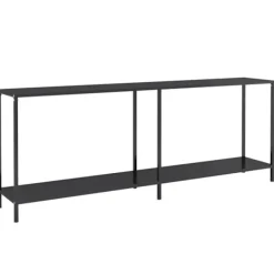 vidaXL Småbord>Konsolbord svart 200x35x75,5 cm härdat glas