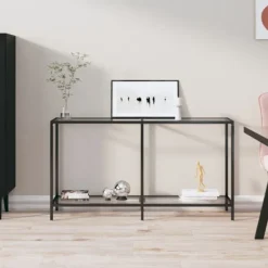 vidaXL Småbord>Konsolbord transparent 140x35x75,5 cm härdat glas