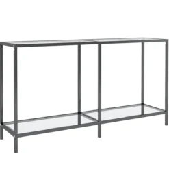 vidaXL Småbord>Konsolbord transparent 140x35x75,5 cm härdat glas