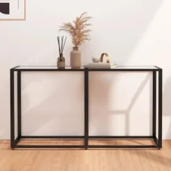 vidaXL Småbord>Konsolbord transparent 140x35x75,5 cm härdat glas