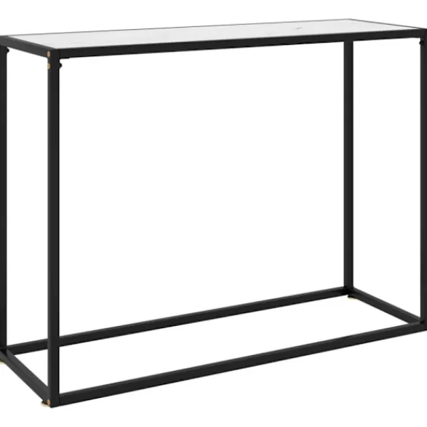 vidaXL Småbord>Konsolbord vit 100x35x75 cm härdat glas