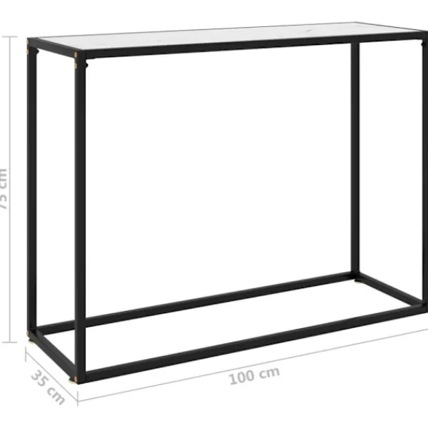 vidaXL Småbord>Konsolbord vit 100x35x75 cm härdat glas