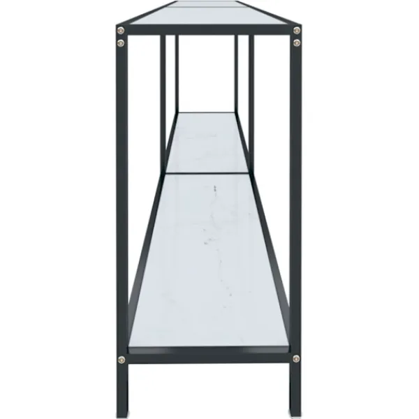 vidaXL Småbord>Konsolbord vit 180x35x75,5 cm härdat glas