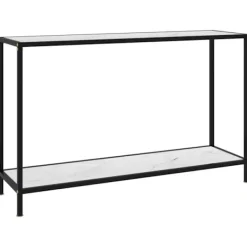 vidaXL Småbord>Konsolbord vit 120x35x75 cm härdat glas