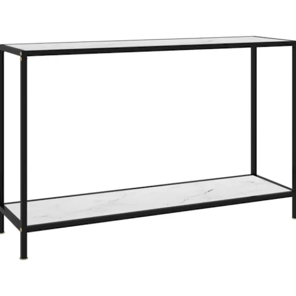 vidaXL Småbord>Konsolbord vit 120x35x75 cm härdat glas
