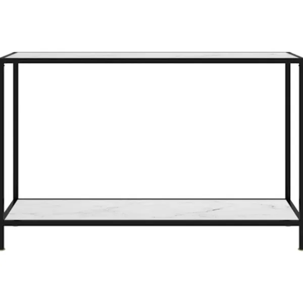 vidaXL Småbord>Konsolbord vit 120x35x75 cm härdat glas
