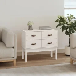 vidaXL Byråer>Konsolbord vit 90x40x78 cm massiv furu