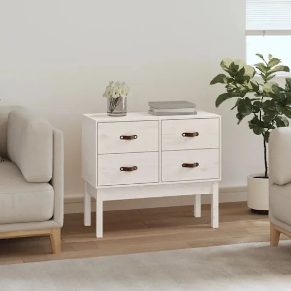 vidaXL Byråer>Konsolbord vit 90x40x78 cm massiv furu
