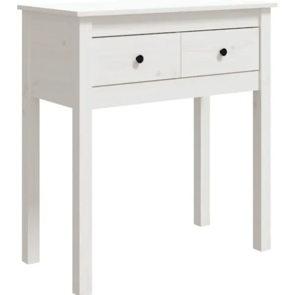 vidaXL Småbord>Konsolbord vit 70x35x75 cm massiv furu