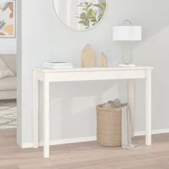 vidaXL Småbord>Konsolbord vit 110x40x75 cm massiv furu