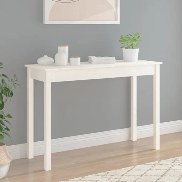 vidaXL Småbord>Konsolbord vit 110x40x75 cm massiv furu