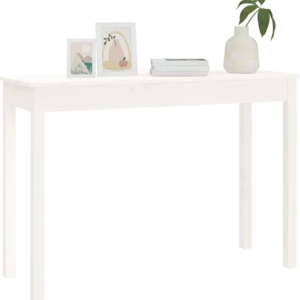 vidaXL Småbord>Konsolbord vit 110x40x75 cm massiv furu