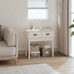 vidaXL Småbord>Konsolbord vit 76,5x40x75 cm massiv furu
