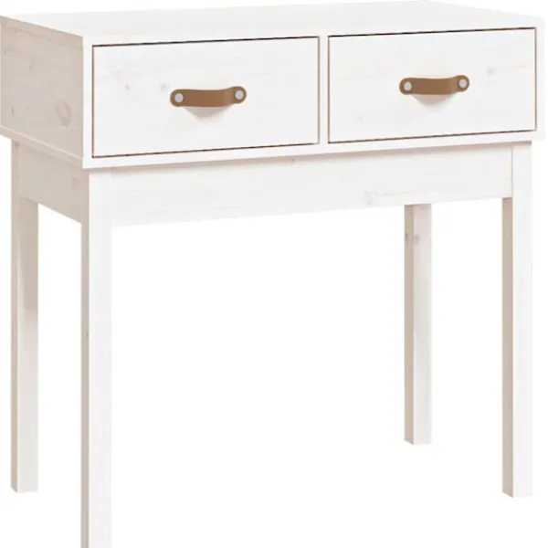 vidaXL Småbord>Konsolbord vit 76,5x40x75 cm massiv furu