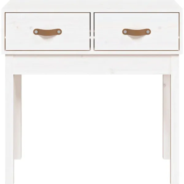 vidaXL Småbord>Konsolbord vit 76,5x40x75 cm massiv furu