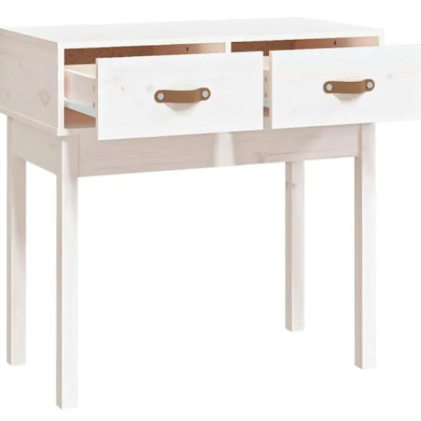 vidaXL Småbord>Konsolbord vit 76,5x40x75 cm massiv furu