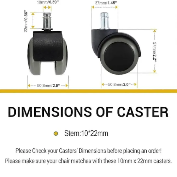Kontorsmöbler>Kontorsstol Hjul, 5-pack, Passar IKEA Stol (10mm x 22mm) Kraftig