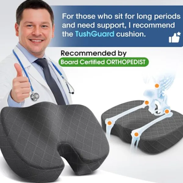 Kontorsmöbler>Kontorsstol Kudde Extra Stor Memory Foam Sittdyna, Ergonomisk Sittdyna för att Lindra Ischias och Smärta Orsakad av Långvarigt Sittande svart