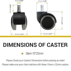 Kontorsmöbler>Kontorsstolshjul, 5-pack, Passar Ikea Stol (10mm X 22mm) Tunga
