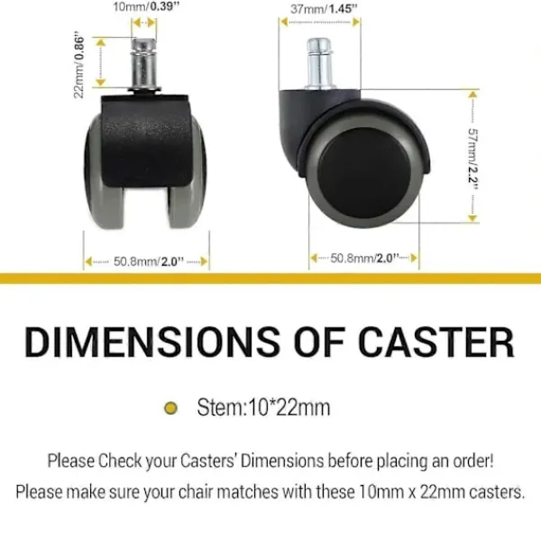 Kontorsmöbler>Kontorsstolshjul, 5-pack, Passar IKEA Stol (10mm x 22mm) Kraftiga