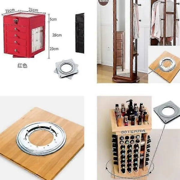Balkongmöbler>Kraftiga 2-tums fyrkantiga Lazy Susan vridbordslager - 4-pack