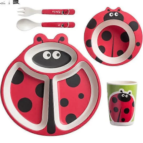 Matgrupper>Kreativ Ny Bambufiber Barnservis Set Fem Delar Set Förskola Baby Five.piece.set.with.box