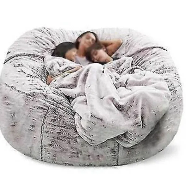 Sittsäckar>Lat soffa Sittpuff Konstgjord päls Sittpuff Bönpåse (150cm*75cm Snöbrun)