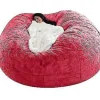 Sittpuffar>Lat soffa Sittpuff Konstgjord päls Sittpuff Bönpåse Soffa (135cm*65cm Ljusröd)