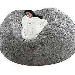 Sittpuffar>Lat soffa Sittpuff Konstgjord päls Sittpuff Bönpåse (135cm*65cm Ljusgrå)