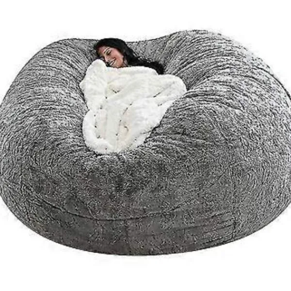 Sittpuffar>Lat soffa Sittpuff Konstgjord päls Sittpuff Bönpåse (135cm*65cm Ljusgrå)