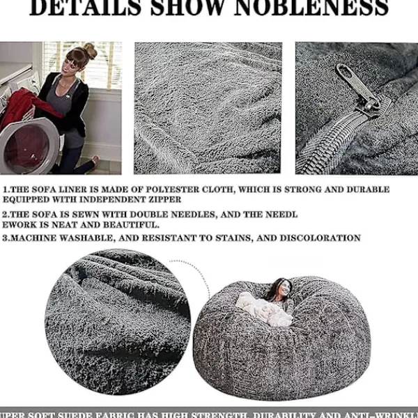 KOOLMEI Sittsäckar>Lazy Sofa Bean Bag Bean Bag Cover Stolkudde (endast cover , inga fyllmedel) 150*75CM