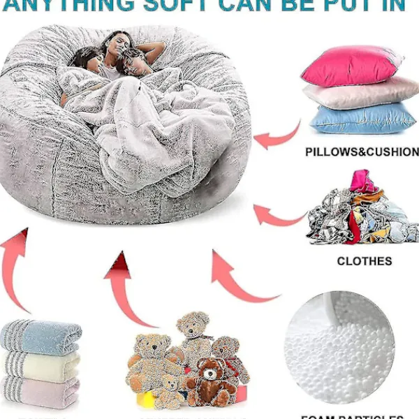 LAIQIANKUA Sittsäckar>Lazy Sofa Bean Bag Bean Bag Cover Stol Kudde 135*65CM