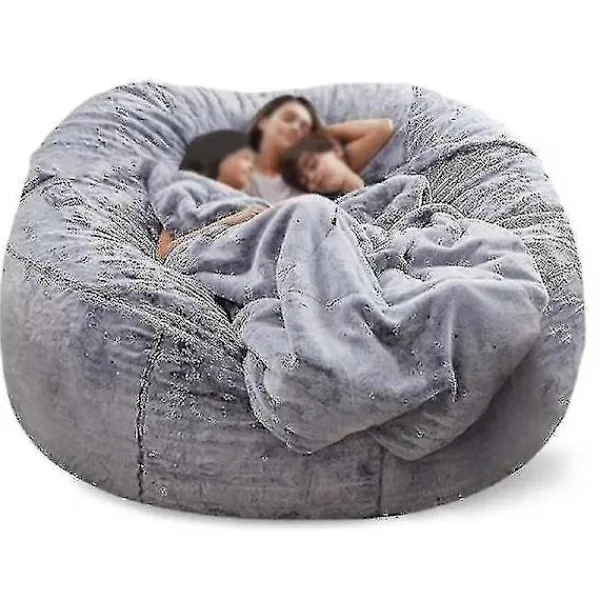 LAIQIANKUI Sittsäckar>Lazy Sofa Bean Bag Konstgjord päls Bean Bag Bean Bag (135cm*65cm, snögrå) none