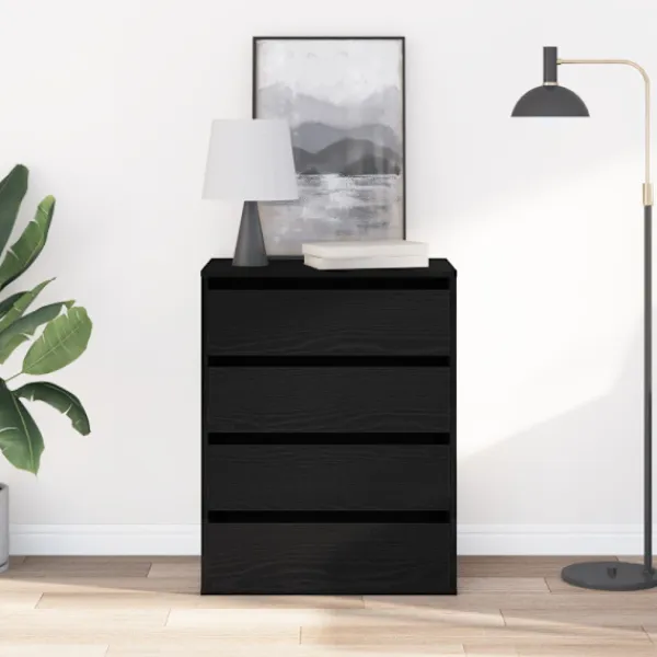 vidaXL Byråer>Lådans skåp med låda Svart 60 x 41 x 76 cm Konstruerat trä