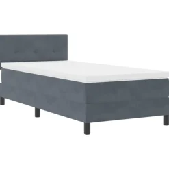 vidaXL Sängar>LED Box Säng med madrass Mörkgrå 90 x 190 cm Sammet