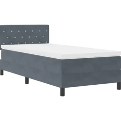 vidaXL Sängar>LED Box Säng med madrass Mörkgrå 90 x 200 cm Sammet