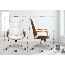 BellaFurn Kontorsmöbler>Ledningskontorsstol - läderstol - Ergonomisk komfort, lyxig design | Färg: Valnöt/vit