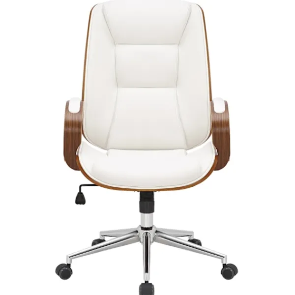 BellaFurn Kontorsmöbler>Ledningskontorsstol - läderstol - Ergonomisk komfort, lyxig design | Färg: Valnöt/vit