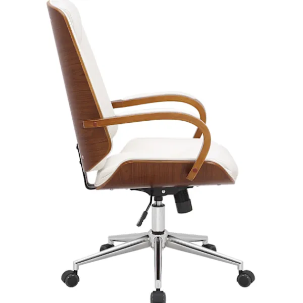 BellaFurn Kontorsmöbler>Ledningskontorsstol - läderstol - Ergonomisk komfort, lyxig design | Färg: Valnöt/vit