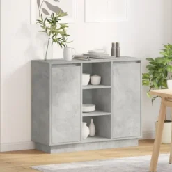 vidaXL Sideboards>LED-sido bord Betonggrå 90 x 32 x 75 cm Konstruerat trä