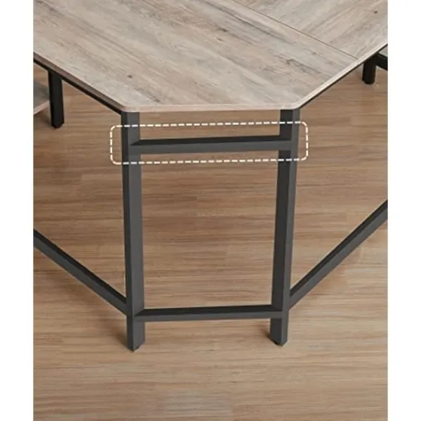 Pavil Kontorsmöbler>L-format datorbord med hyllor – Perfekt hörnskrivbord för arbete och gaming, Greige och svart